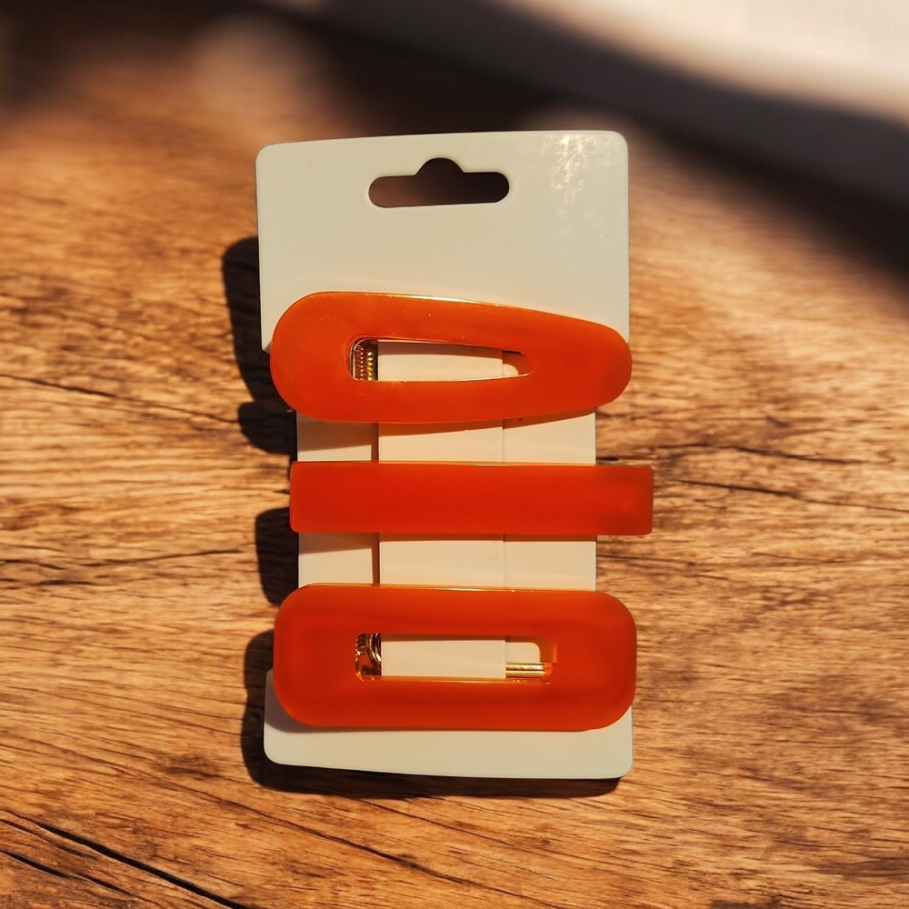 Neon Orange Barrette Set